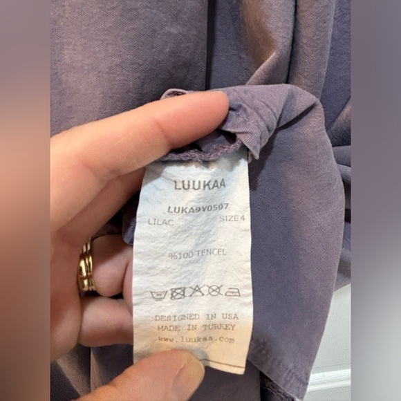 Luukaa Lagenlook Dress Lilac Cowl Neck With Pockets Drape Front Sleeveless Sz 14 - Picture 8 of 8